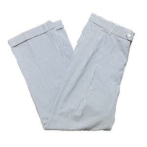 T. Harris London Pants Mens Seersucker Pleated Blue Stripe 100% Cotton 38x30